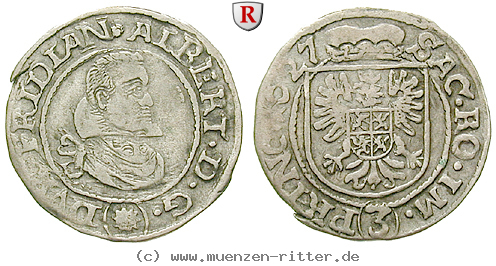 Klicken Sie auf das Bild um es auf Ihrem Rechner zu speichern friedland-und-sagan-herzogtum-albrecht-von-wallenstein-groschen-3-kreuzer/47355.jpg