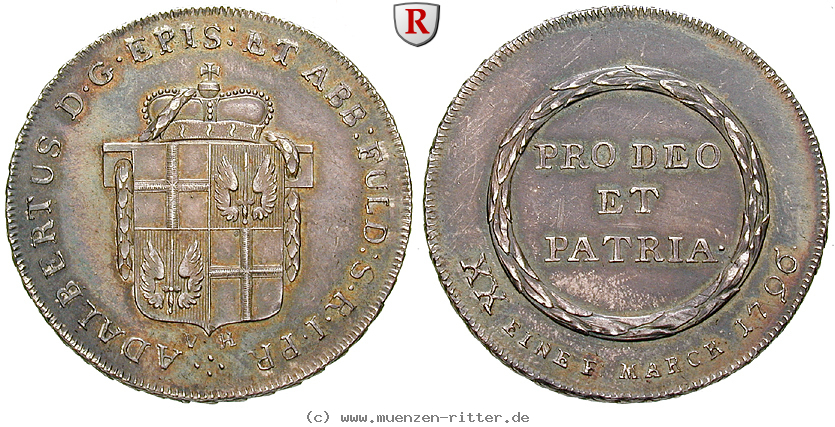 Klicken Sie auf das Bild um es auf Ihrem Rechner zu speichern fulda-bistum-adalbert-von-harstall-1-2-konventionstaler/76845.jpg