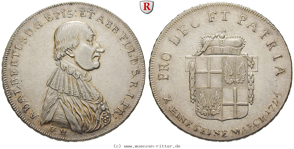 Klicken Sie auf das Bild um es auf Ihrem Rechner zu speichern fulda-bistum-adalbert-von-harstall-konventionstaler/79375.jpg