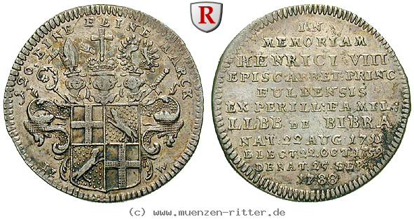 Klicken Sie auf das Bild um es auf Ihrem Rechner zu speichern fulda-bistum-heinrich-von-bibra-1-6-taler/70397.jpg