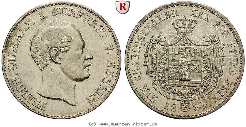 Klicken Sie auf das Bild um es auf Ihrem Rechner zu speichern hessen-friedrich-wilhelm-i-vereinstaler/88224.jpg