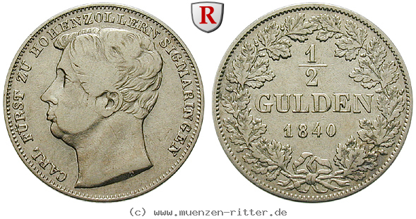 Klicken Sie auf das Bild um es auf Ihrem Rechner zu speichern hohenzollern-carl-1-2-gulden/93817.jpg