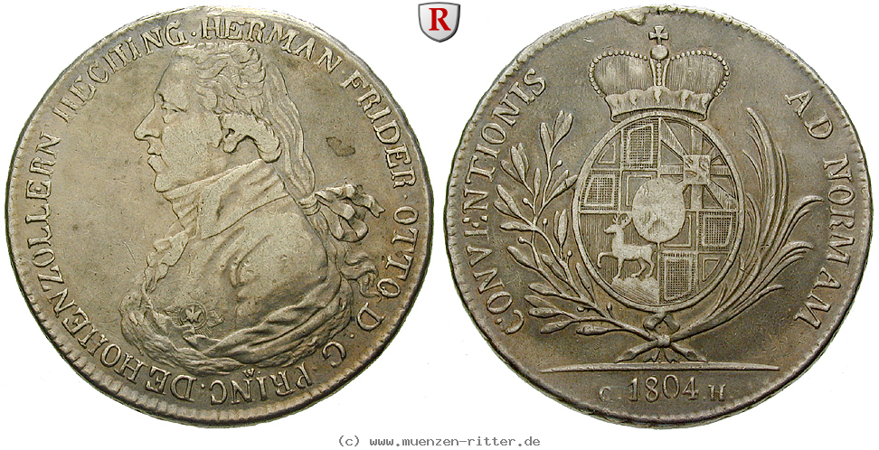 Klicken Sie auf das Bild um es auf Ihrem Rechner zu speichern hohenzollern-hermann-friedrich-otto-konventionstaler/88231.jpg