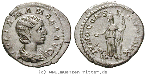 Klicken Sie auf das Bild um es auf Ihrem Rechner zu speichern julia-mamaea-mutter-des-severus-alexander-denar/20425.jpg