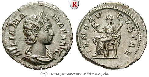 Klicken Sie auf das Bild um es auf Ihrem Rechner zu speichern julia-mamaea-mutter-des-severus-alexander-denar/98606.jpg