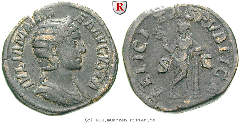 Klicken Sie auf das Bild um es auf Ihrem Rechner zu speichern julia-mamaea-mutter-des-severus-alexander-sesterz/43370.jpg