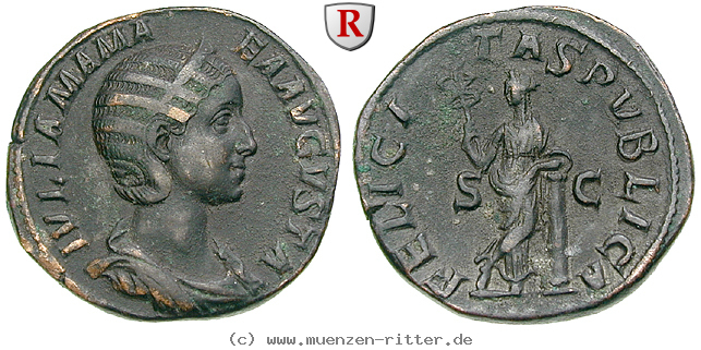 Klicken Sie auf das Bild um es auf Ihrem Rechner zu speichern julia-mamaea-mutter-des-severus-alexander-sesterz/79116.jpg