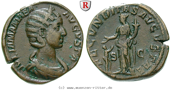 Klicken Sie auf das Bild um es auf Ihrem Rechner zu speichern julia-mamaea-mutter-des-severus-alexander-sesterz/94527.jpg