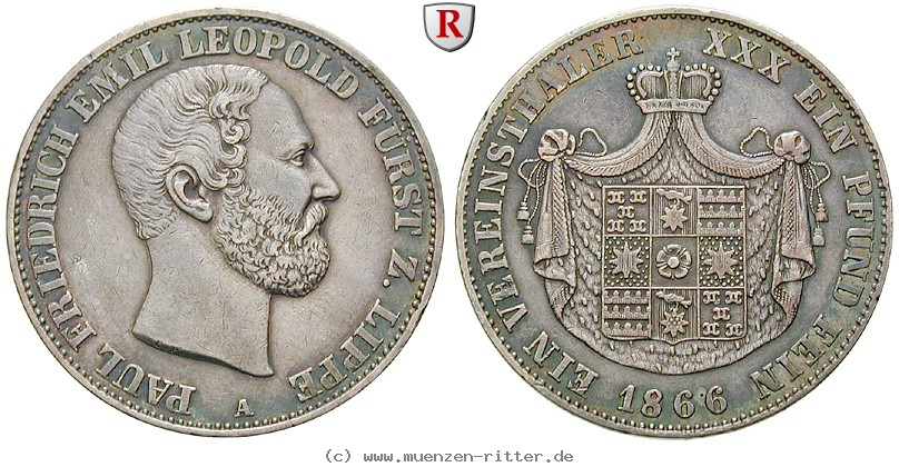 Klicken Sie auf das Bild um es auf Ihrem Rechner zu speichern lippe-grafschaft-paul-friedrich-emil-leopold-vereinstaler/26922.jpg
