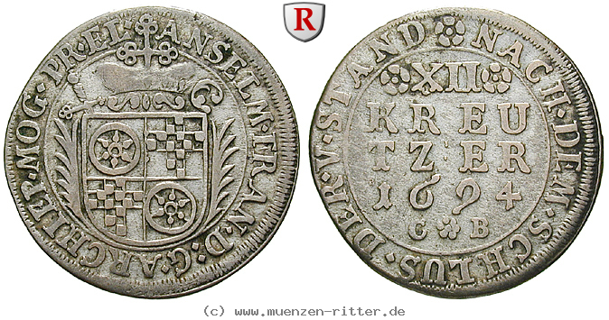 Klicken Sie auf das Bild um es auf Ihrem Rechner zu speichern mainz-bistum-anselm-franz-von-ingelheim-12-kreuzer/86061.jpg