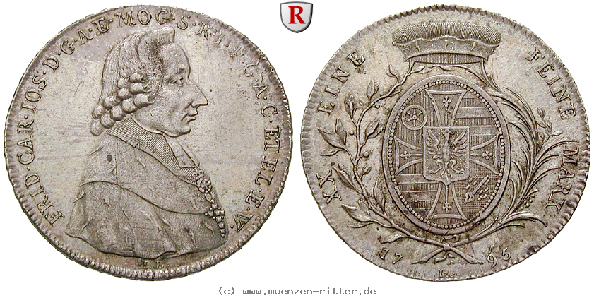 Klicken Sie auf das Bild um es auf Ihrem Rechner zu speichern mainz-bistum-friedrich-karl-joseph-von-erthal-1-2-konventionstaler/27582.jpg