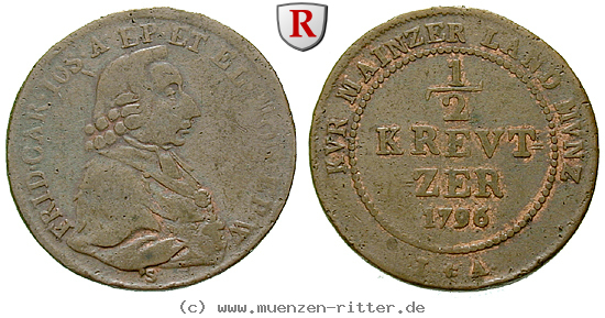 Klicken Sie auf das Bild um es auf Ihrem Rechner zu speichern mainz-bistum-friedrich-karl-joseph-von-erthal-1-2-kreuzer/40679.jpg