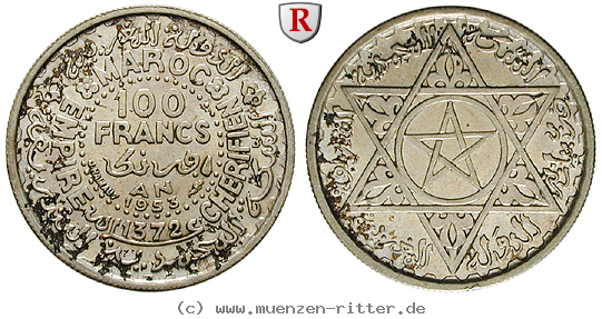 Klicken Sie auf das Bild um es auf Ihrem Rechner zu speichern marokko-mohammed-ben-yussuf-100-francs/62984.jpg