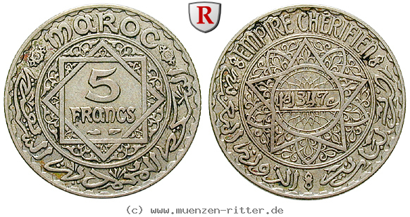 Klicken Sie auf das Bild um es auf Ihrem Rechner zu speichern marokko-mohammed-ben-yussuf-5-francs/62977.jpg