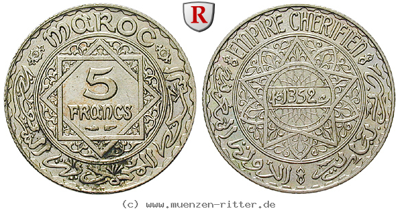 Klicken Sie auf das Bild um es auf Ihrem Rechner zu speichern marokko-mohammed-ben-yussuf-5-francs/62978.jpg
