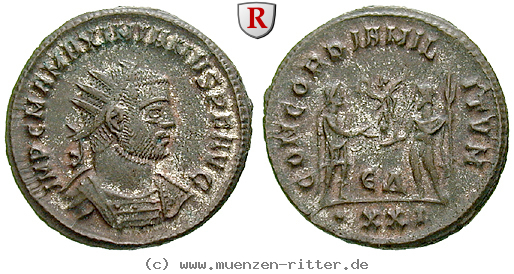 Klicken Sie auf das Bild um es auf Ihrem Rechner zu speichern maximianus-herculius-antoninian/55787.jpg