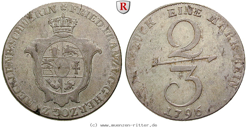 Klicken Sie auf das Bild um es auf Ihrem Rechner zu speichern mecklenburg-friedrich-franz-i-2-3-taler/21363.jpg