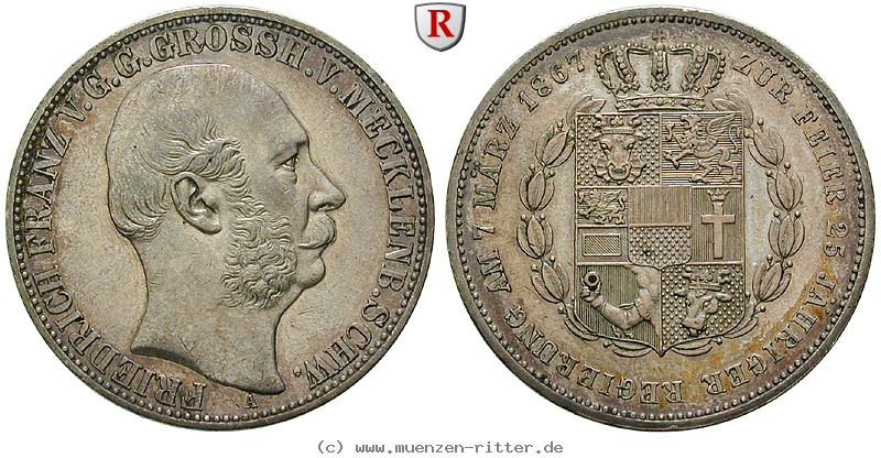 Klicken Sie auf das Bild um es auf Ihrem Rechner zu speichern mecklenburg-friedrich-franz-ii-vereinstaler/101273.jpg
