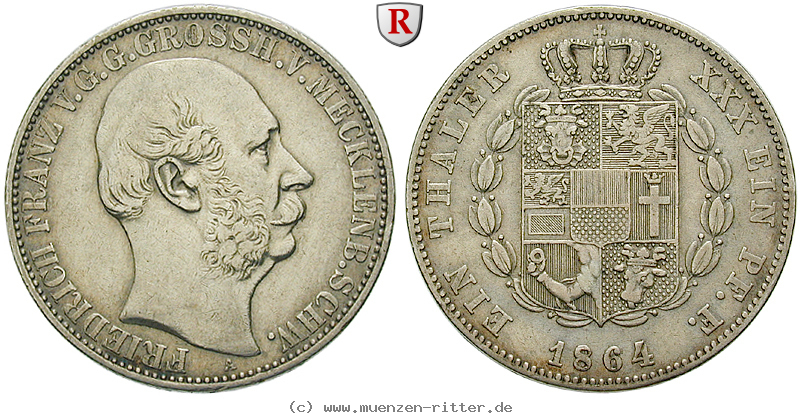 Klicken Sie auf das Bild um es auf Ihrem Rechner zu speichern mecklenburg-friedrich-franz-ii-vereinstaler/88237.jpg