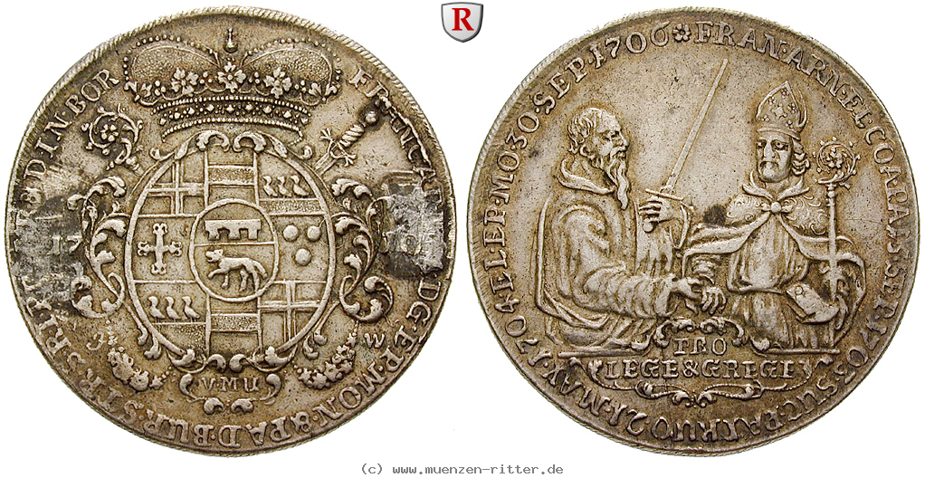 Klicken Sie auf das Bild um es auf Ihrem Rechner zu speichern muenster-bistum-franz-arnold-von-metternich-taler/42149.jpg