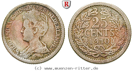 Klicken Sie auf das Bild um es auf Ihrem Rechner zu speichern niederlande-wilhelmina-i-25-cents/52875.jpg