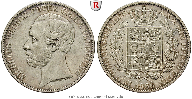 Klicken Sie auf das Bild um es auf Ihrem Rechner zu speichern oldenburg-nicolaus-friedrich-peter-vereinstaler/102037.jpg