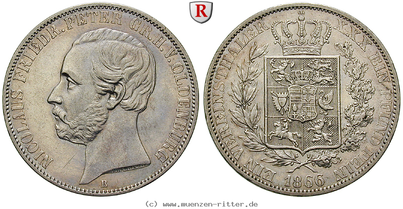 Klicken Sie auf das Bild um es auf Ihrem Rechner zu speichern oldenburg-nicolaus-friedrich-peter-vereinstaler/61336.jpg