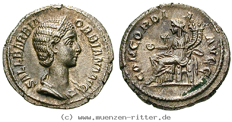 Klicken Sie auf das Bild um es auf Ihrem Rechner zu speichern orbiana-frau-des-severus-alexander-denar/13978.jpg