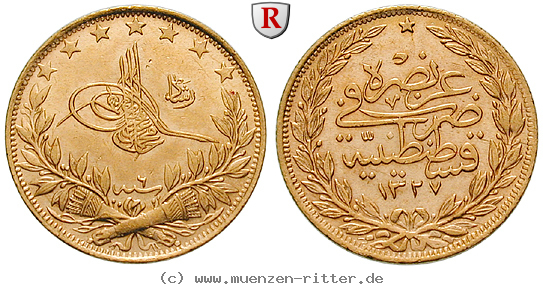 Klicken Sie auf das Bild um es auf Ihrem Rechner zu speichern osmanisches-reich-mohammed-v-100-piaster/29247.jpg