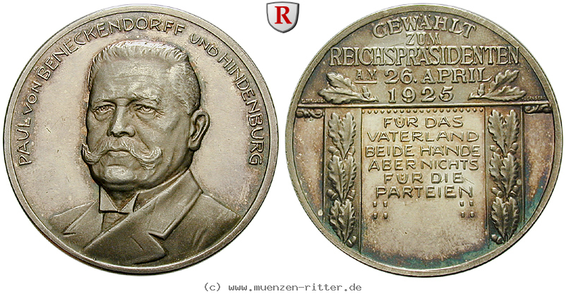 personenmedaillen-hindenburg-paul-von--deutscher-generalfeldmarschall-silbermedaille/95702.jpg