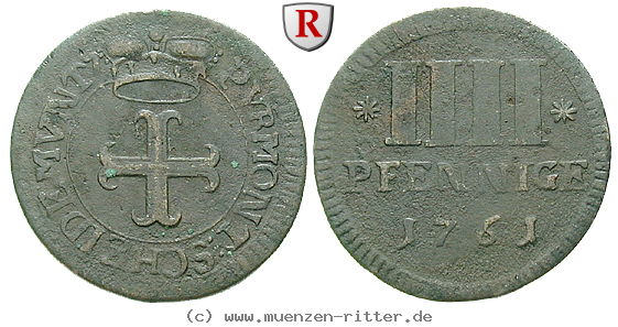 Klicken Sie auf das Bild um es auf Ihrem Rechner zu speichern pyrmont-grafschaft-karl-august-friedrich-von-waldeck-2-pfennige/41193.jpg