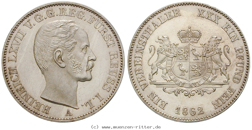 Klicken Sie auf das Bild um es auf Ihrem Rechner zu speichern reuss-heinrich-lxvii-vereinstaler/21451.jpg