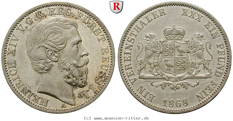 Klicken Sie auf das Bild um es auf Ihrem Rechner zu speichern reuss-heinrich-xiv-vereinstaler/94139.jpg