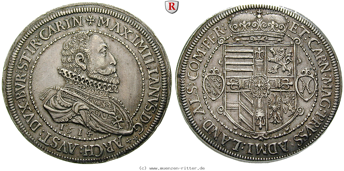 Klicken Sie auf das Bild um es auf Ihrem Rechner zu speichern roemisch-deutsches-reich-erzherzog-maximilian-doppelter-reichstaler/100735.jpg