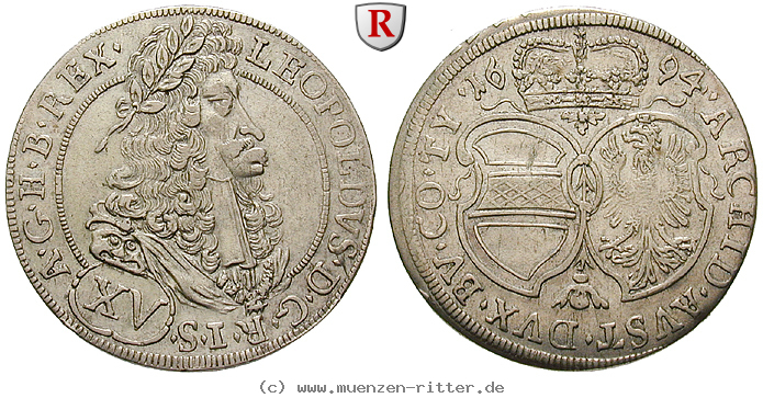Klicken Sie auf das Bild um es auf Ihrem Rechner zu speichern roemisch-deutsches-reich-leopold-i-15-kreuzer/87257.jpg