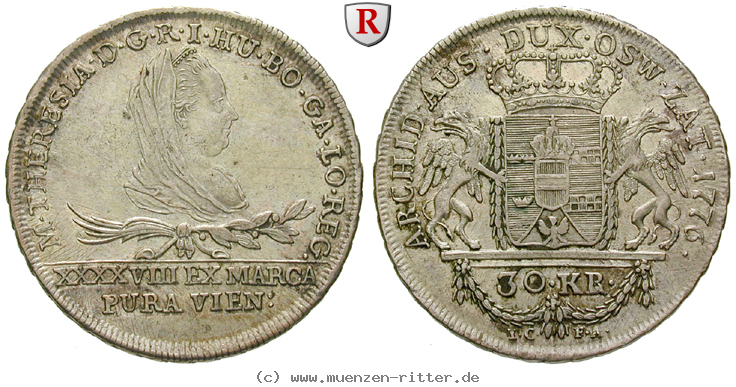 Klicken Sie auf das Bild um es auf Ihrem Rechner zu speichern roemisch-deutsches-reich-maria-theresia-30-kreuzer/47059.jpg