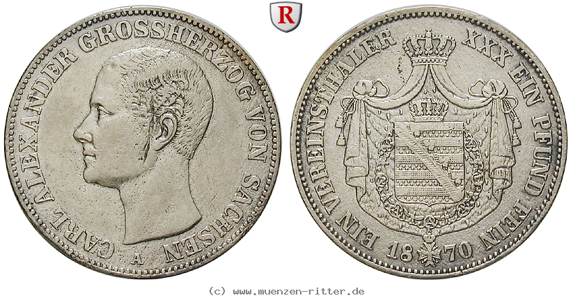 Klicken Sie auf das Bild um es auf Ihrem Rechner zu speichern sachsen-carl-alexander-vereinstaler/82524.jpg
