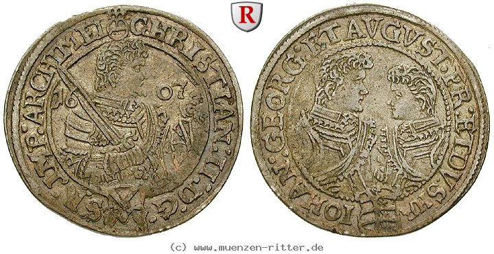 Klicken Sie auf das Bild um es auf Ihrem Rechner zu speichern sachsen-christian-ii--johann-georg-i--august-1-4-taler/31298.jpg