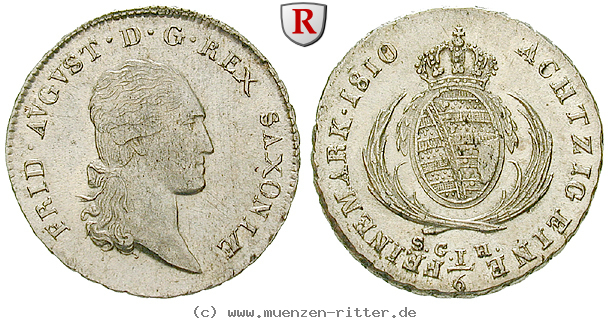 Klicken Sie auf das Bild um es auf Ihrem Rechner zu speichern sachsen-friedrich-august-i-1-6-taler/49998.jpg