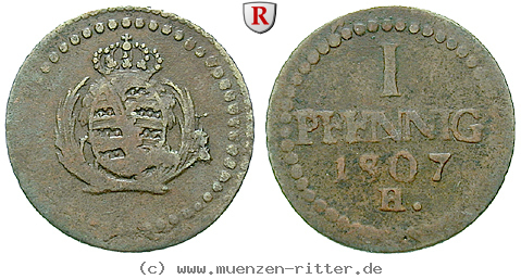 Klicken Sie auf das Bild um es auf Ihrem Rechner zu speichern sachsen-friedrich-august-i-pfennig/34452.jpg