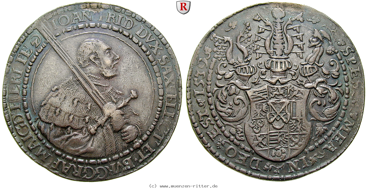 Klicken Sie auf das Bild um es auf Ihrem Rechner zu speichern sachsen-johann-friedrich-der-grossmuetige-1-1-2facher-breiter-taler/94031.jpg