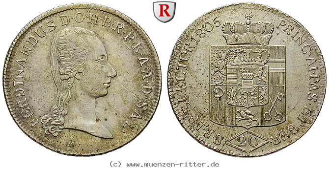 Klicken Sie auf das Bild um es auf Ihrem Rechner zu speichern salzburg-bistum-erzherzog-ferdinand-von-oesterreich-20-kreuzer/100868.jpg