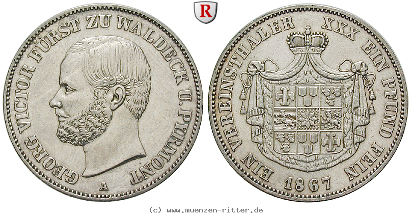 Klicken Sie auf das Bild um es auf Ihrem Rechner zu speichern waldeck-fuerstentum-georg-victor-vereinstaler/82532.jpg
