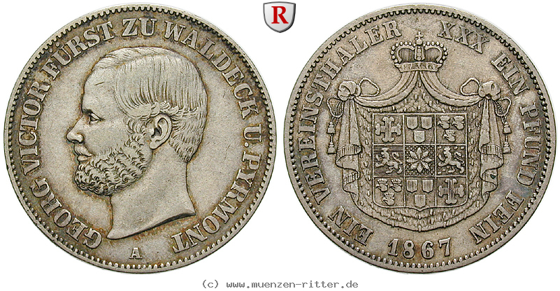 Klicken Sie auf das Bild um es auf Ihrem Rechner zu speichern waldeck-fuerstentum-georg-victor-vereinstaler/90747.jpg