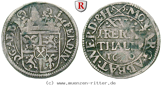 Klicken Sie auf das Bild um es auf Ihrem Rechner zu speichern werden-und-helmstedt-abtei-ferdinand-von-erwitte-1-16-taler/69857.jpg