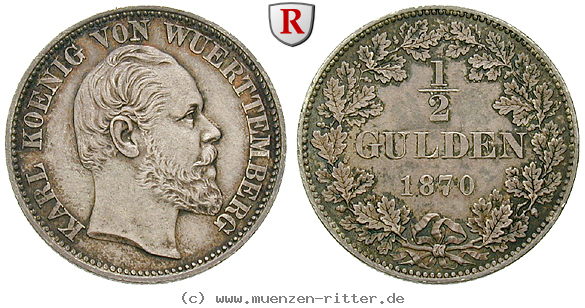 Klicken Sie auf das Bild um es auf Ihrem Rechner zu speichern wuerttemberg-karl-1-2-gulden/34475.jpg