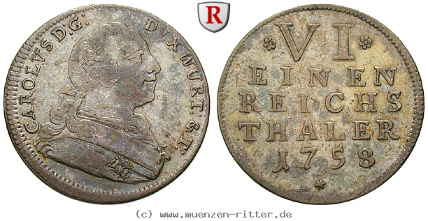 Klicken Sie auf das Bild um es auf Ihrem Rechner zu speichern wuerttemberg-karl-eugen-1-6-taler/94019.jpg