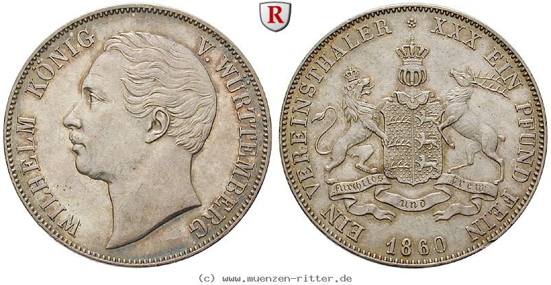 Klicken Sie auf das Bild um es auf Ihrem Rechner zu speichern wuerttemberg-wilhelm-i-vereinstaler/80507.jpg