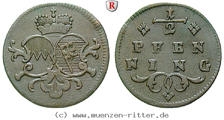 Klicken Sie auf das Bild um es auf Ihrem Rechner zu speichern wuerzburg-bistum-franz-ludwig-von-erthal-1-2-pfennig/41659.jpg