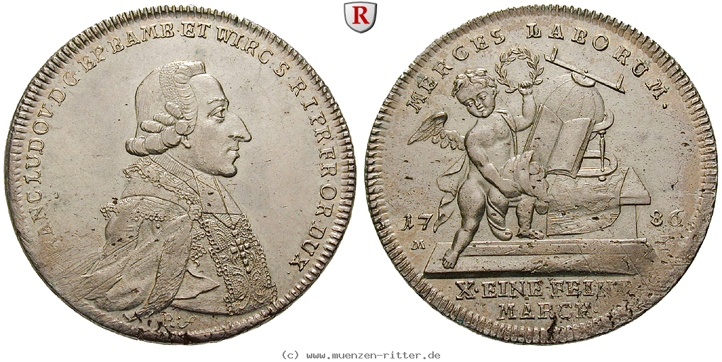 Klicken Sie auf das Bild um es auf Ihrem Rechner zu speichern wuerzburg-bistum-franz-ludwig-von-erthal-konventionstaler/36124.jpg